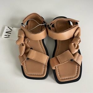 Zara Brown Velcro Strap Sandals, Size 32 Kids